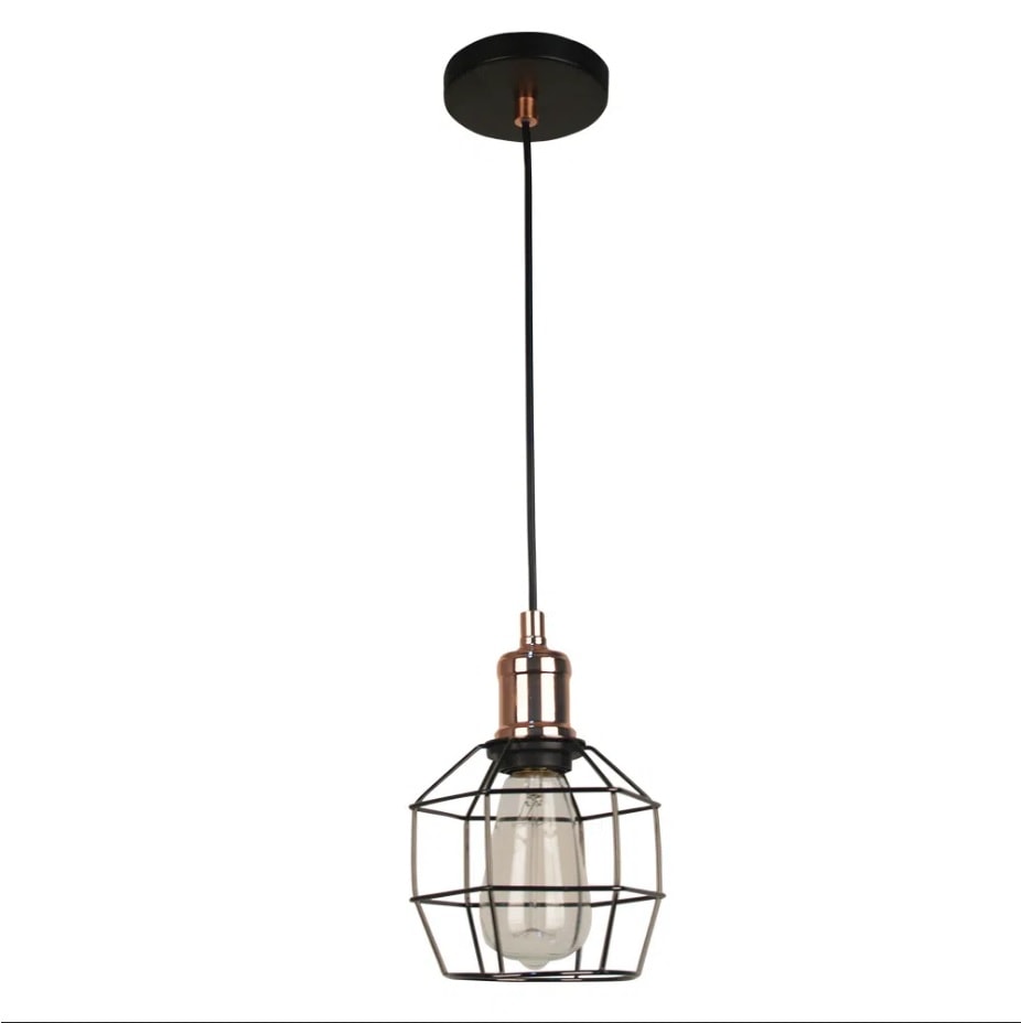 Luminária Pendente Bella Cage Cobre Preto - JY009