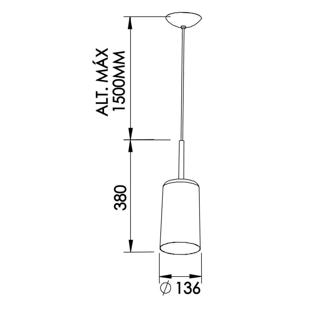 Luminária Pendente Bilboque RGA 16x13 Preto - 1923PTFCB