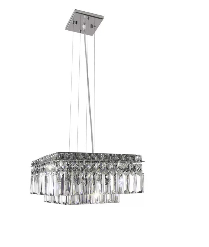 Luminária Pendente Bronzearte Paris Cristal Quadrado 30x30cm - GPPR303006PDV2