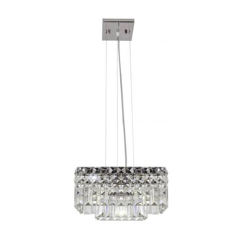 Luminária Pendente Bronzearte Paris Cristal Quadrado 30x30cm - GPPR303006PDV2