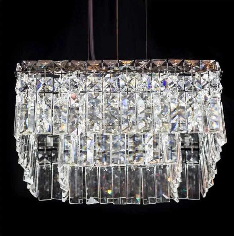 Luminária Pendente Bronzearte Paris Cristal Quadrado 30x30cm - GPPR303006PDV2