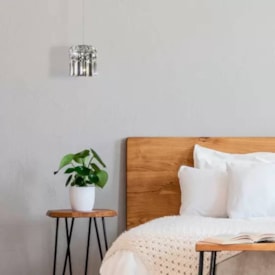 Luminária Pendente Bronzearte Paris Quadrada 1L Cristal - GPPR121201PD