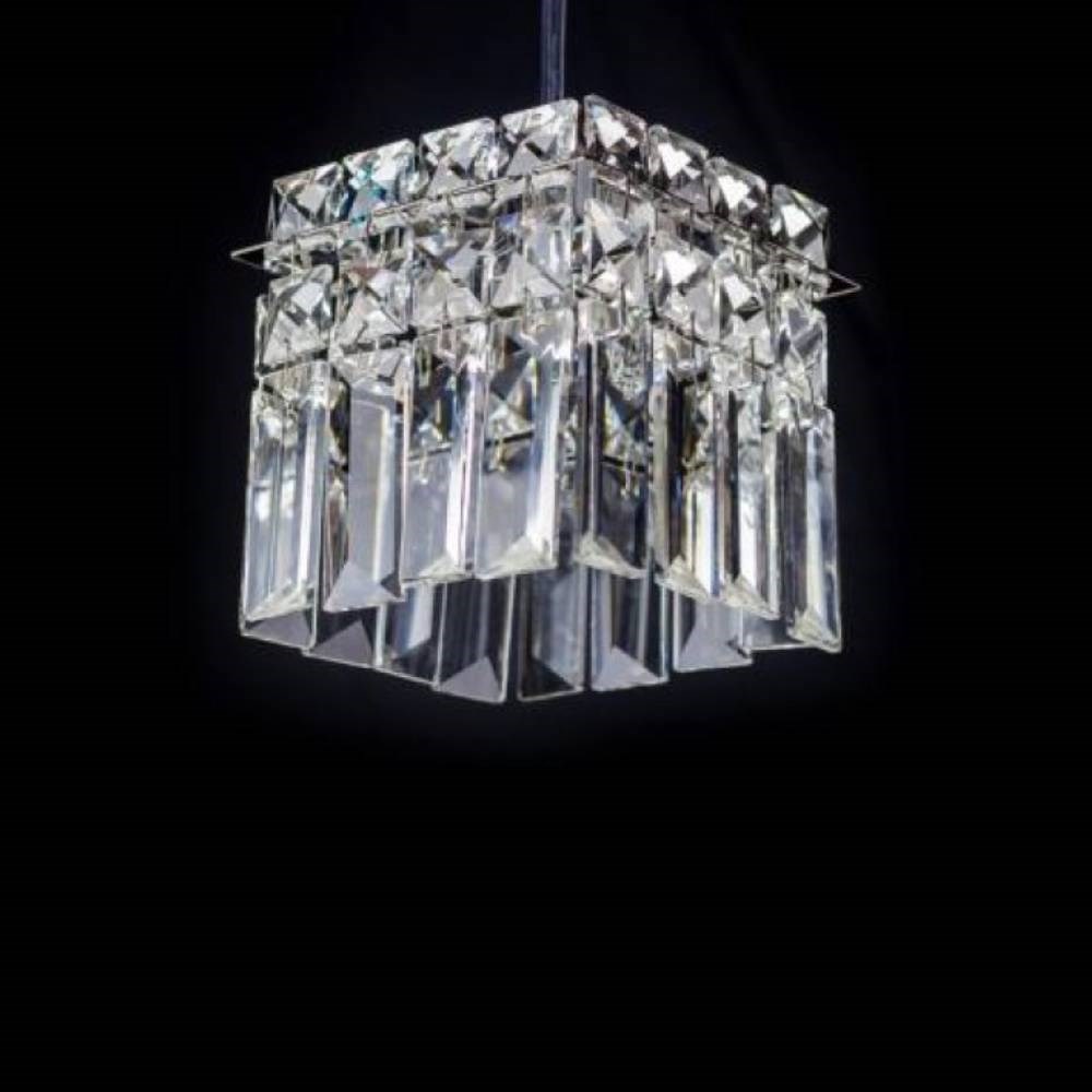 Luminária Pendente Bronzearte Paris Quadrada 1L Cristal - GPPR121201PD