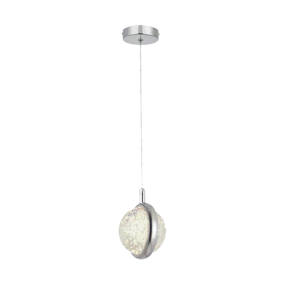 Luminária Pendente Cinderella Bola de Cristal Cromada Led 10cm 3000K 7W Cabo 2m - CD2020110/2C