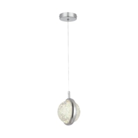 Luminária Pendente Cinderella Bola de Cristal Cromada Led 10cm 3000K 7W Cabo 2m - CD2020110/2C