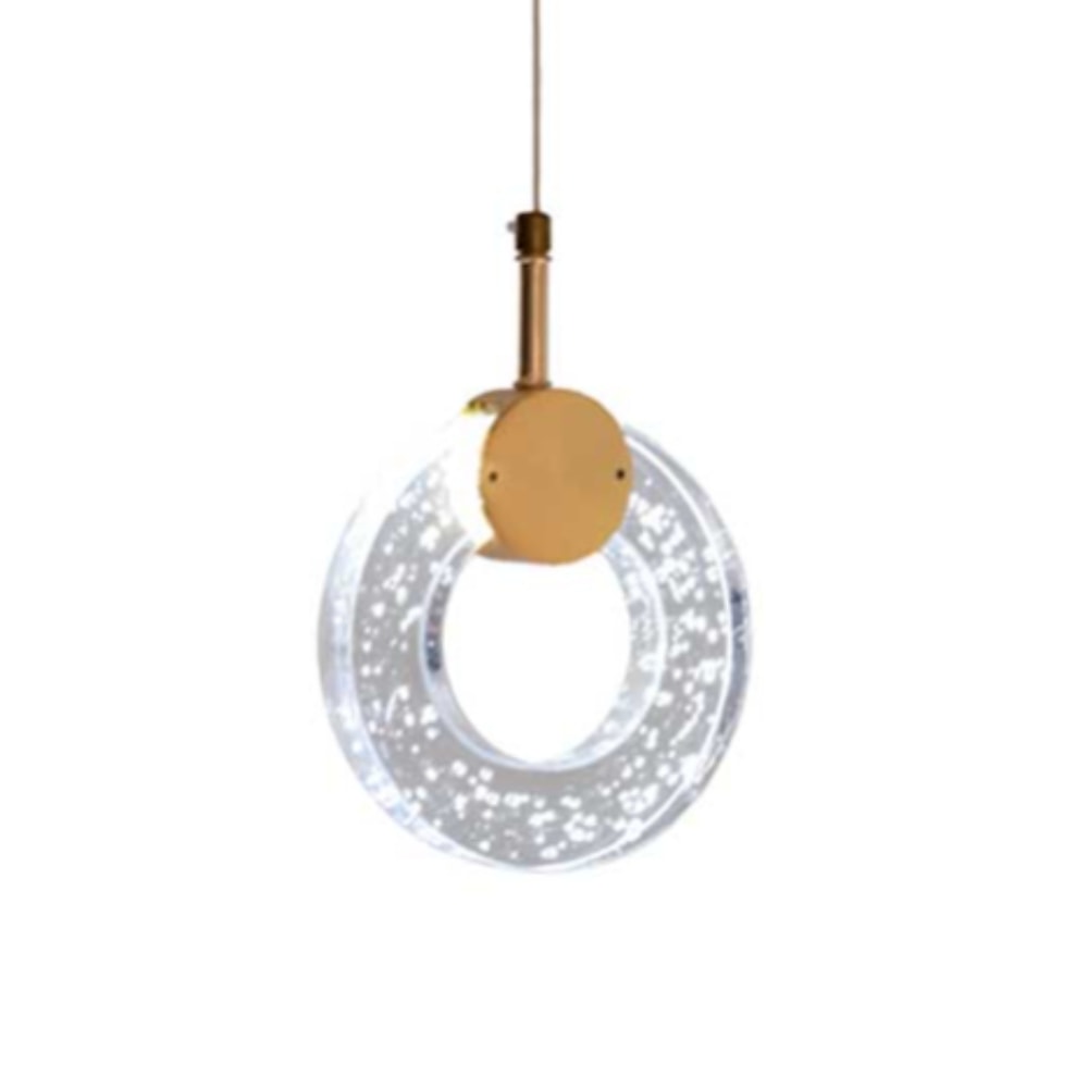 Luminária Pendente Cinderella Cristal Dourado 15cm 3000K 7W Cabo 2m - CD2020003/1