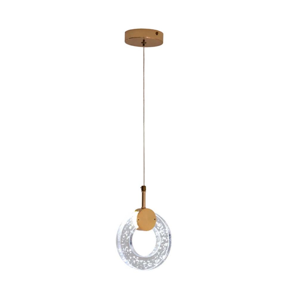 Luminária Pendente Cinderella Cristal Dourado 15cm 3000K 7W Cabo 2m - CD2020003/1