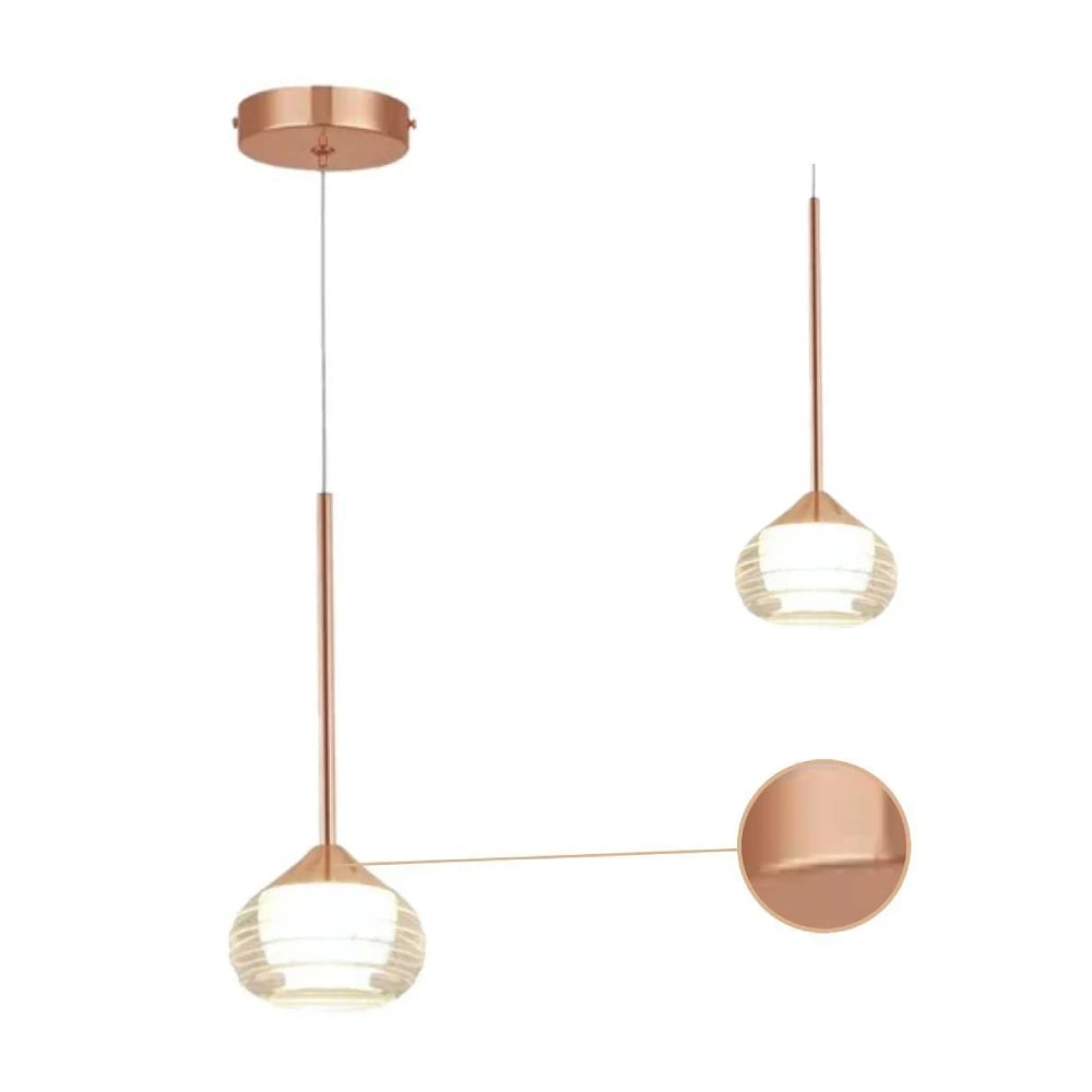 Luminária Pendente Cinderella Rose Led 10cm 3000K 7W Cabo 1,5m - CD2020010/1