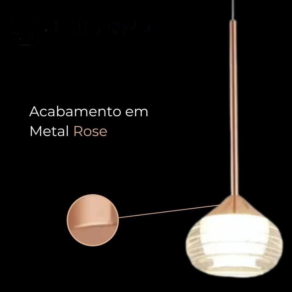Luminária Pendente Cinderella Rose Led 10cm 3000K 7W Cabo 1,5m - CD2020010/1