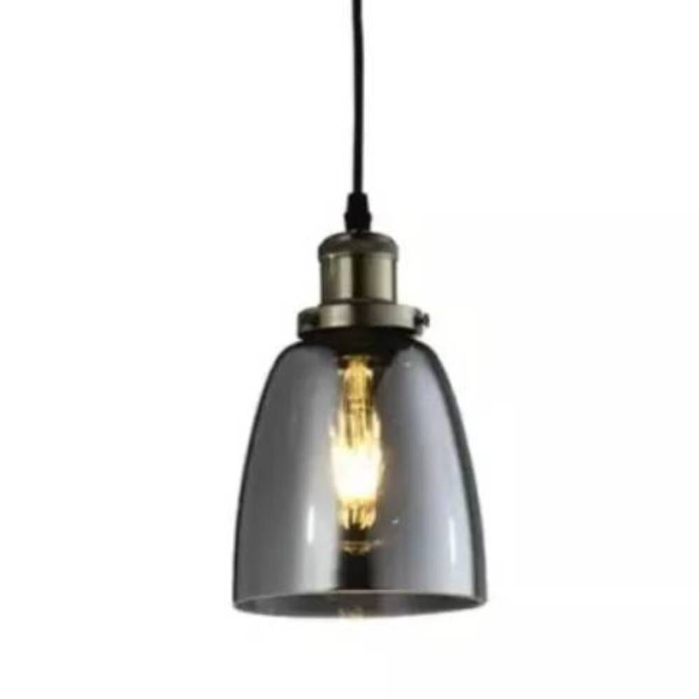 Luminária Pendente Heavy Maine E27 21x14cm Vidro E Metal Fumê - SL-5698