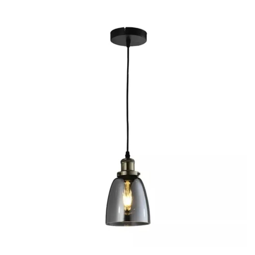 Luminária Pendente Heavy Maine E27 21x14cm Vidro E Metal Fumê - SL-5698