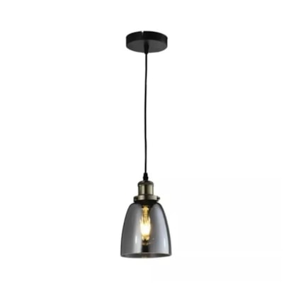 Luminária Pendente Heavy Maine E27 21x14cm Vidro E Metal Fumê - SL-5698