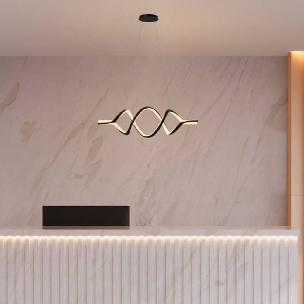 Luminária Pendente Hevvy Horizon Led Preto - PZ-0085BK