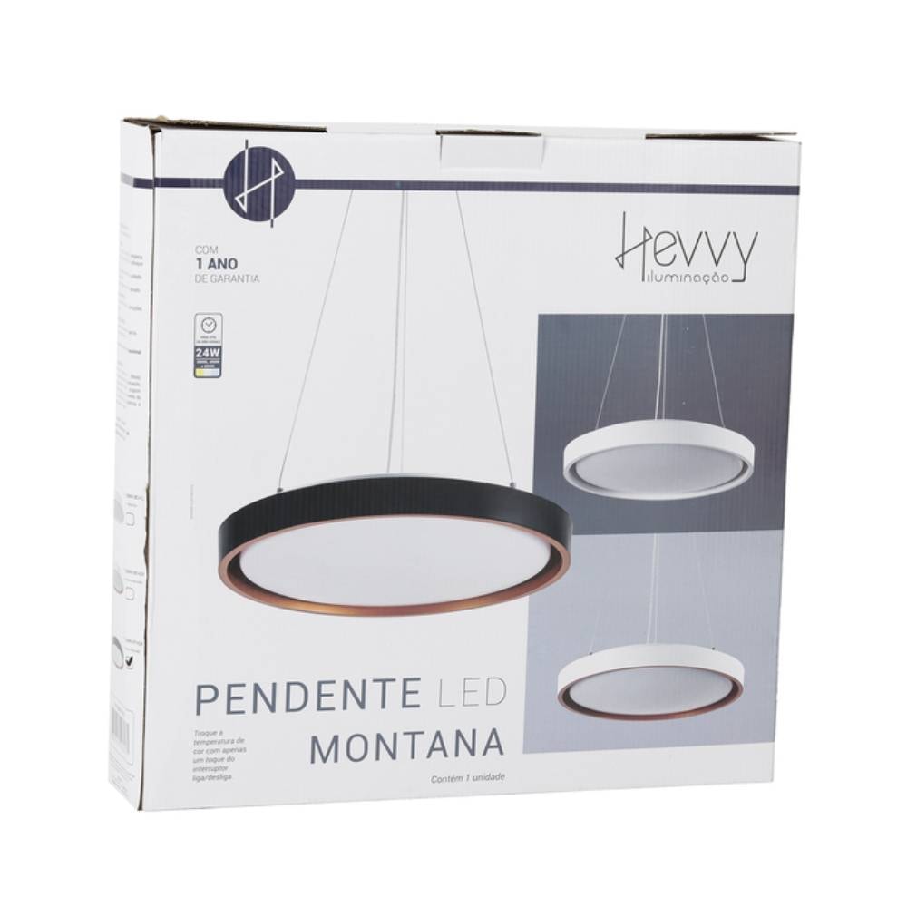 Luminária Pendente Hevvy Montana Led 41cm Preto e Dourado - LY-8762MH