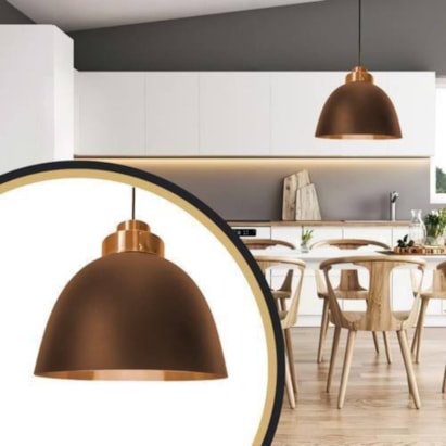 Luminária Pendente Hevvy Nobre Monaco Led 36x40cm Marrom/Cobre - 9307T