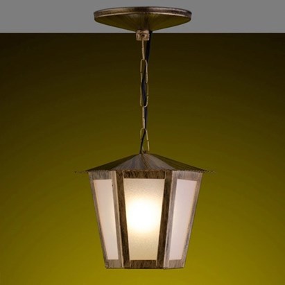 Luminária Pendente Ideal Colonial Sextavada Ouro Velho - L-1-C