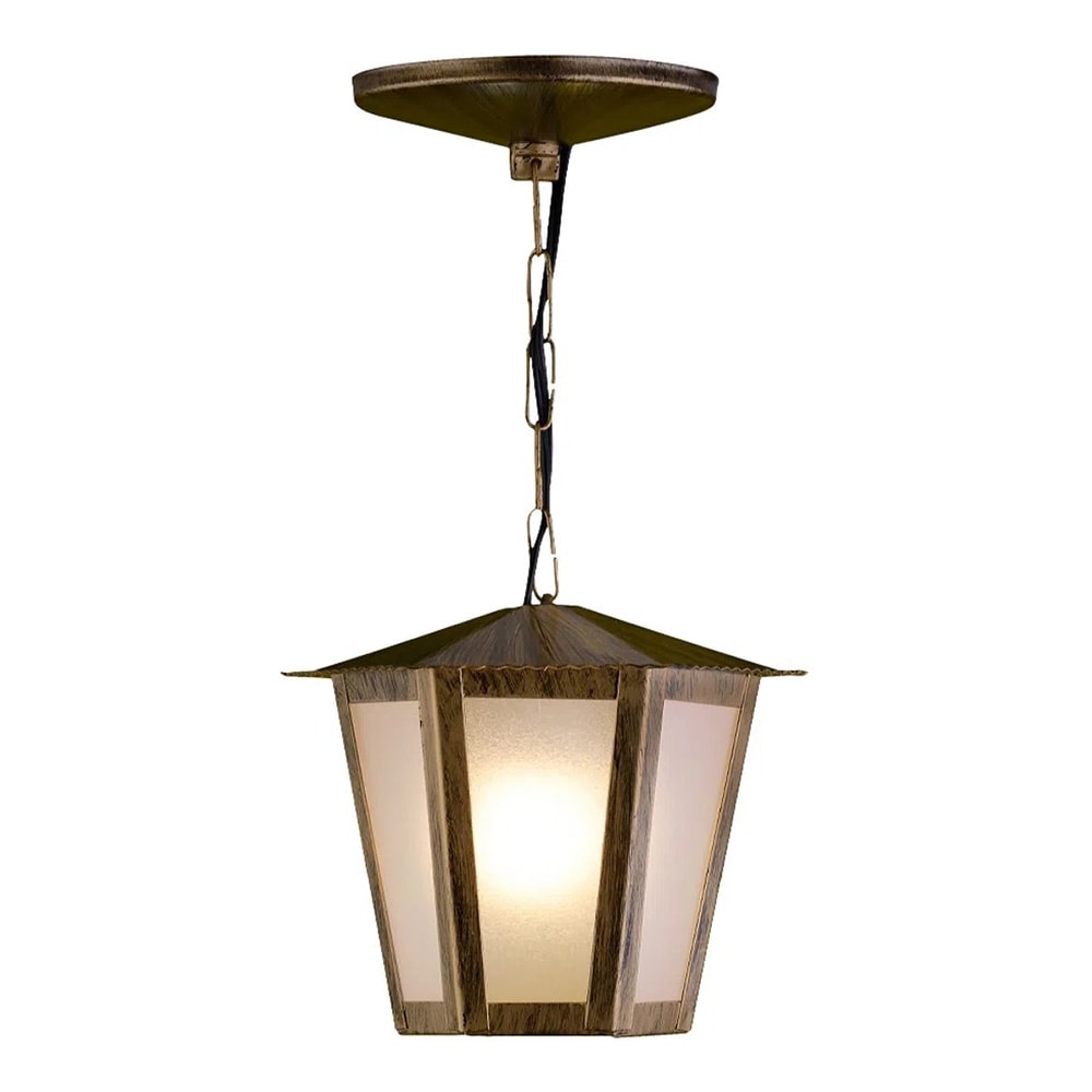 Luminária Pendente Ideal Colonial Sextavada Ouro Velho - L-1-C