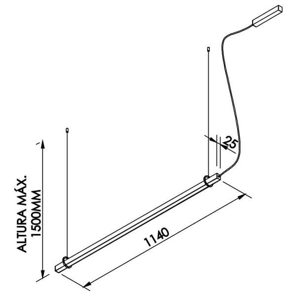 Luminária Pendente LED Newline Fit25 32W 4000K Bivolt Preto - 662LED