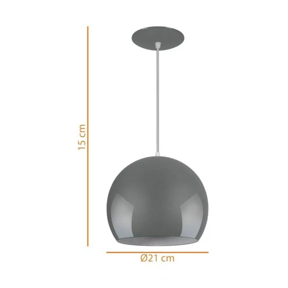 Luminária Pendente LLUMM Aquarela Bola 20cm Cinza - NY1820AL1E27GY