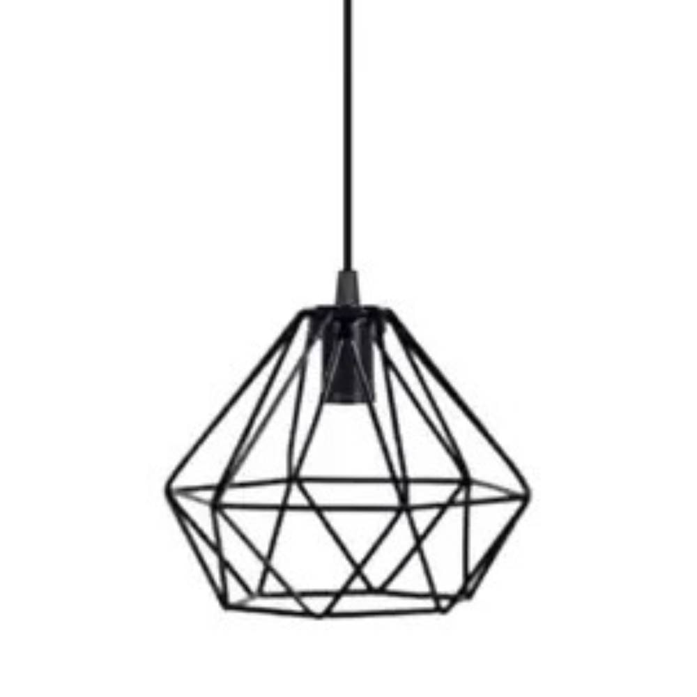 Luminária Pendente Metallo Diamante Pequeno Dpl Preto - 1321