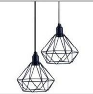 Luminária Pendente Metallo Diamante Pequeno Dpl Preto - 1321