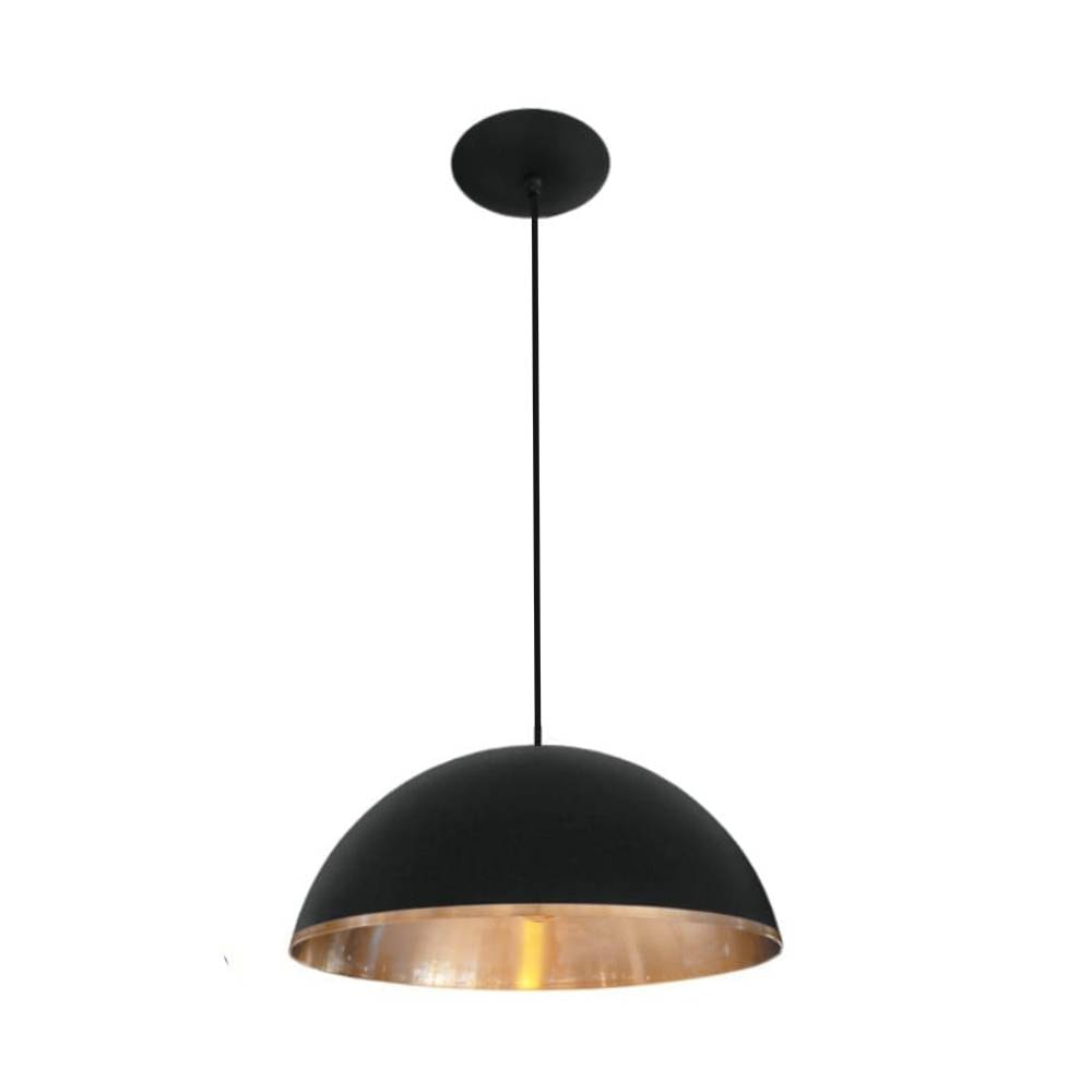 Luminária Pendente Nobre Atenas Luxo 18x42cm Preto e Cobre - 1168