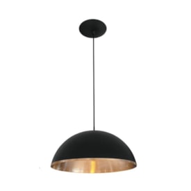 Luminária Pendente Nobre Atenas Luxo 18x42cm Preto e Cobre - 1168