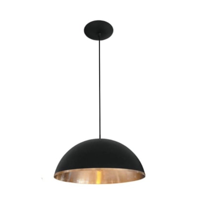 Luminária Pendente Nobre Atenas Luxo 18x42cm Preto e Cobre - 1168