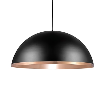 Luminária Pendente Nobre Atenas Luxo 18x42cm Preto e Cobre - 1168