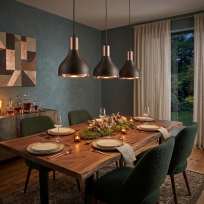 Luminária Pendente Nobre Berlim Luxo 20x15,5cm Marrom com Cobre - 9187