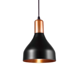 Luminária Pendente Nobre Berlim Luxo 20x15,5cm Preto Fosco com Cobre - 9183