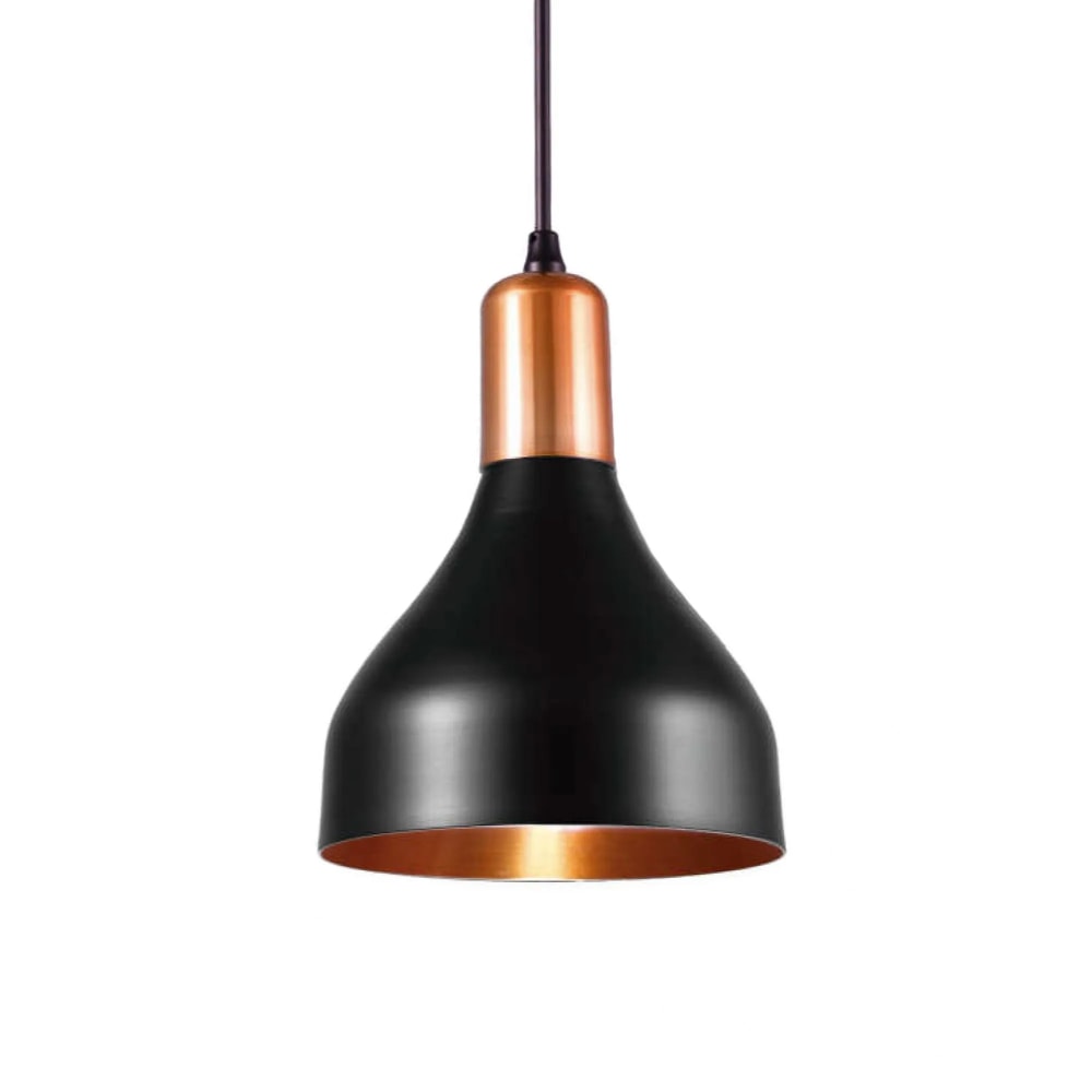 Luminária Pendente Nobre Berlim Luxo 20x15,5cm Preto Fosco com Cobre - 9183