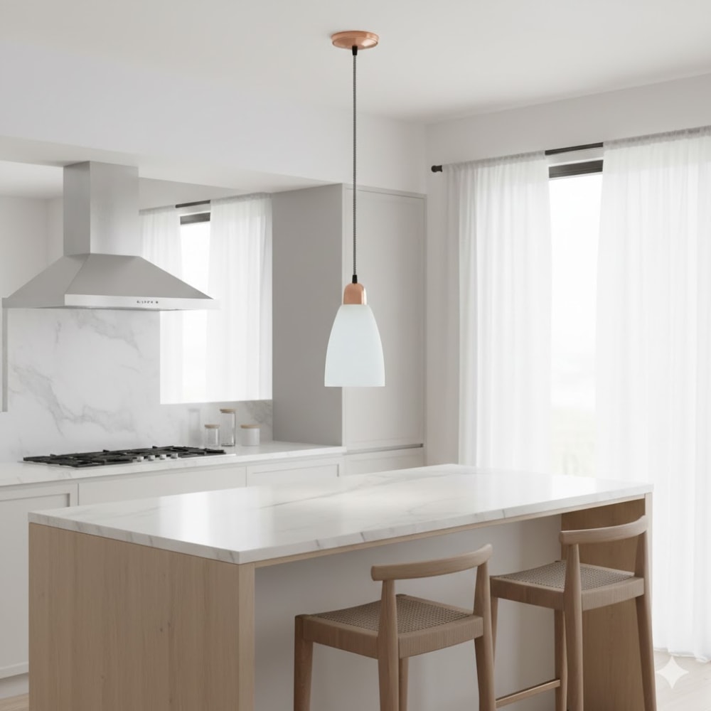 Luminária Pendente Nobre Egito Premium 22x13cm Branco com Cobre - 2102