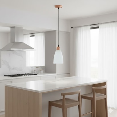 Luminária Pendente Nobre Egito Premium 22x13cm Branco com Cobre - 2102