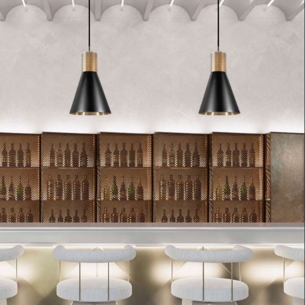 Luminária Pendente Nobre Fuji M Premium 24x15,5 Preto/Cobre - 6156