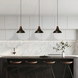 Luminária Pendente Nobre Liano P 26,5x27cm Preto Fosco com Cobre e Alça em Couro - 0230