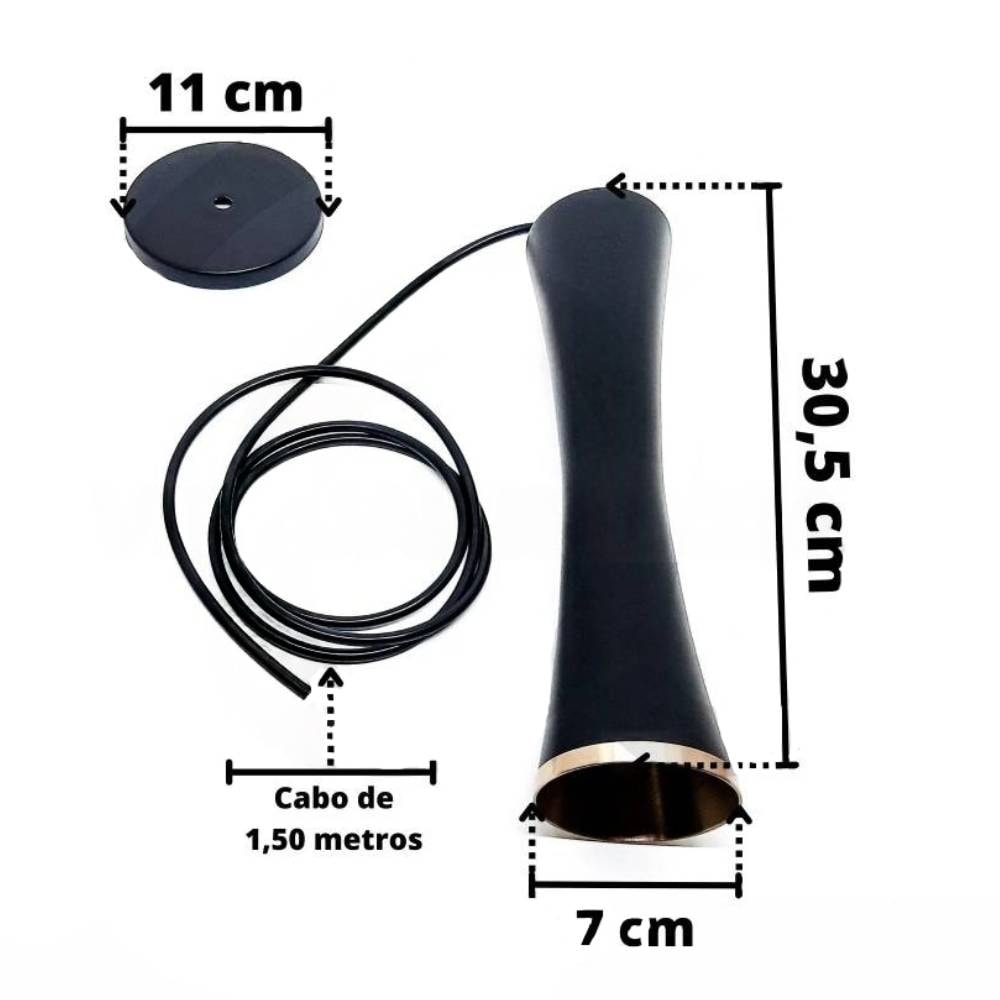 Luminária Pendente Nobre Montreal Luxo 30,5x7cm Preto - 11053