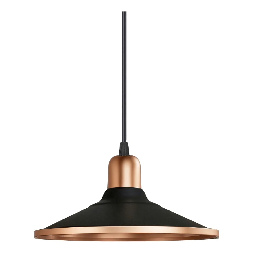 Luminária Pendente Nobre Retrô P 13,5x25cm Preto Fosco com Cobre - 15009