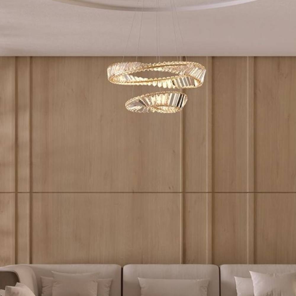 Luminária Pendente Nordecor Lezie Led 40+60cm 71W 3000K Cristal Ouro - 2737