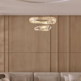 Luminária Pendente Nordecor Lezie Led 40+60cm 71W 3000K Cristal Ouro - 2737