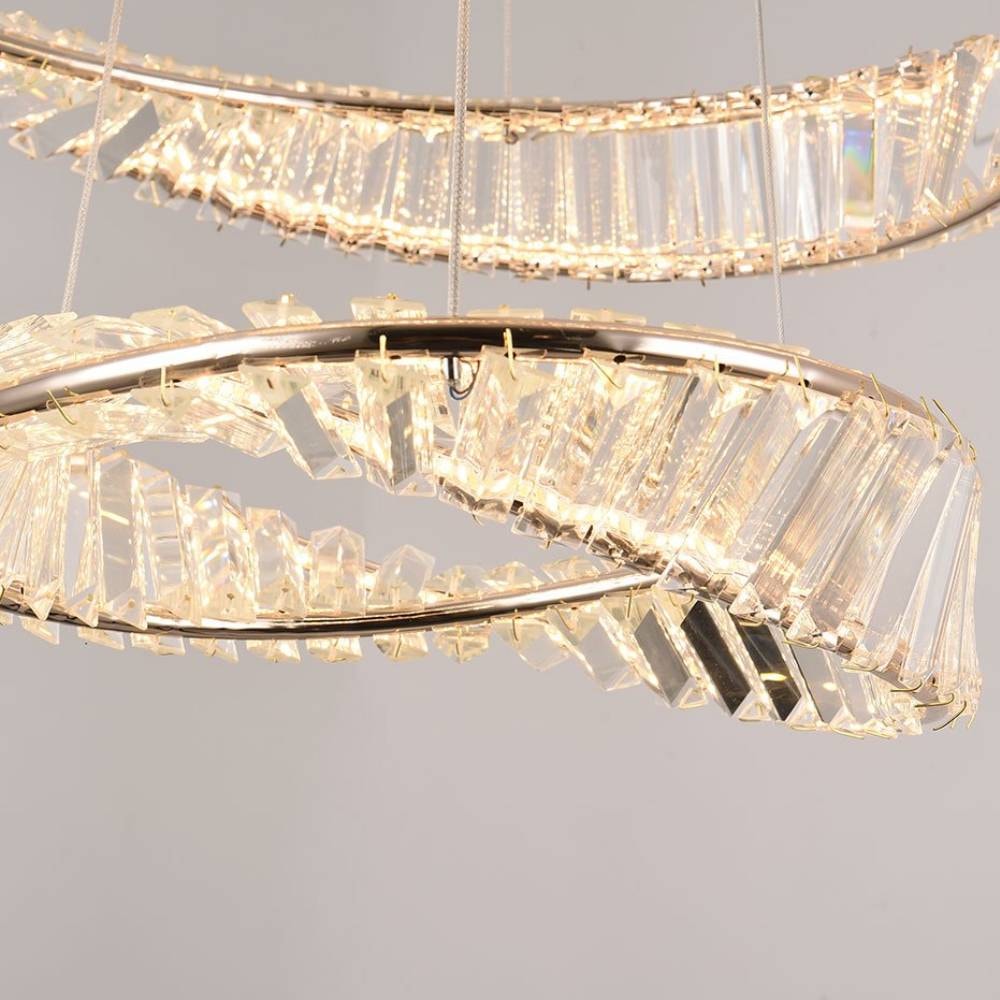 Luminária Pendente Nordecor Lezie Led 40+60cm 71W 3000K Cristal Ouro - 2737