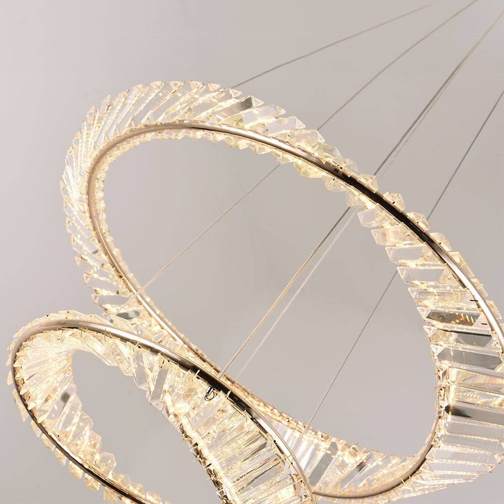 Luminária Pendente Nordecor Lezie Led 40+60cm 71W 3000K Cristal Ouro - 2737