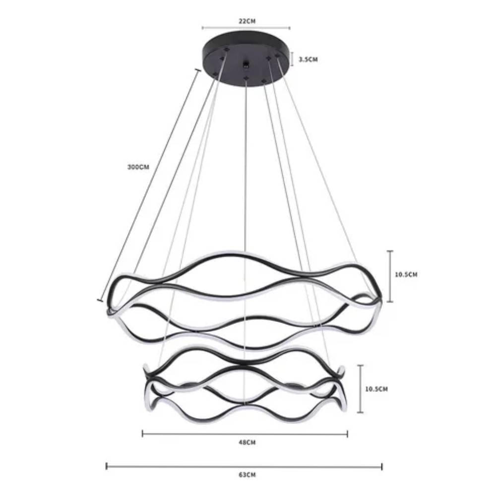 Luminária Pendente Nordecor Tamis Led 2Mod 115W 3000k Preto - 2375