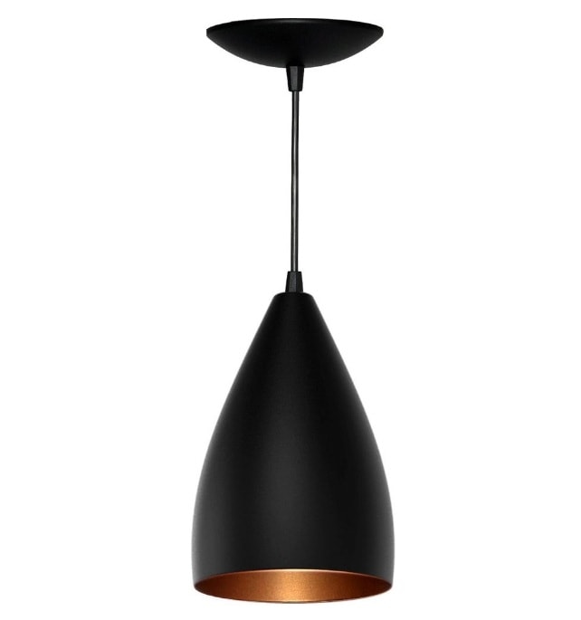 Luminária Pendente RGA Bala Preta e Cobre - 1813