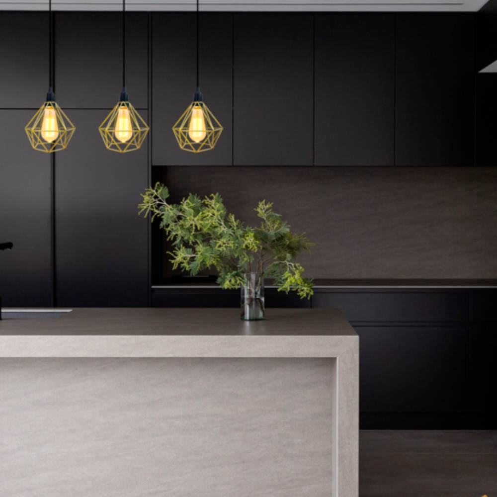 Luminária Pendente RGA Diamante 18cm Dourado - 1848