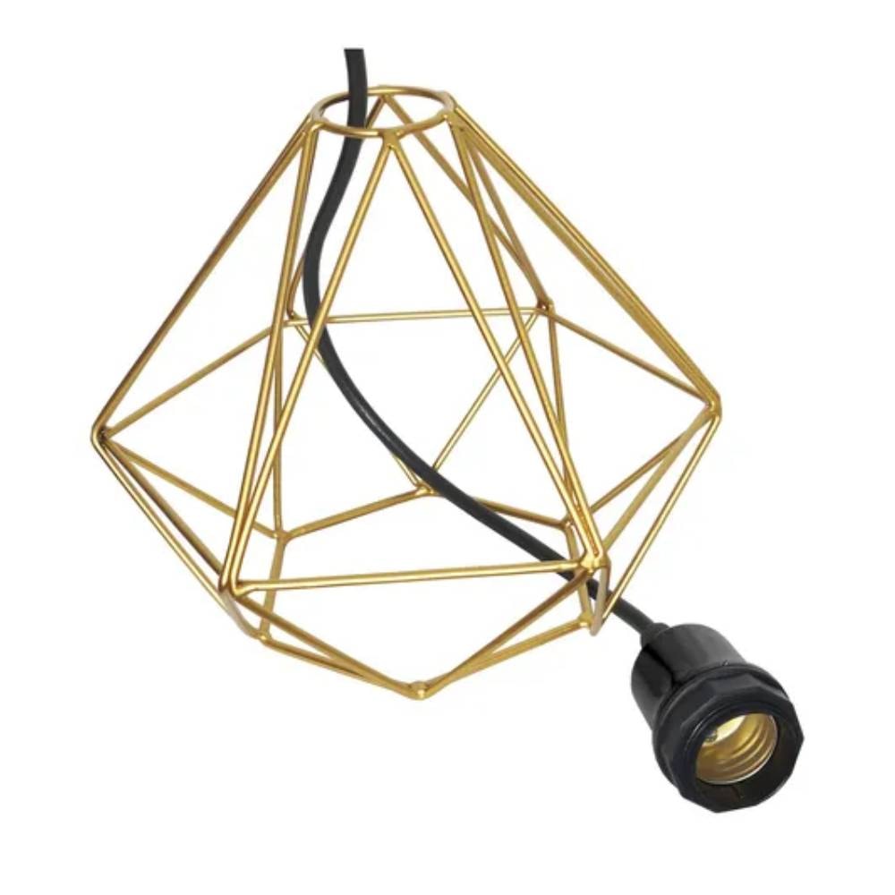 Luminária Pendente RGA Diamante 18cm Dourado - 1848