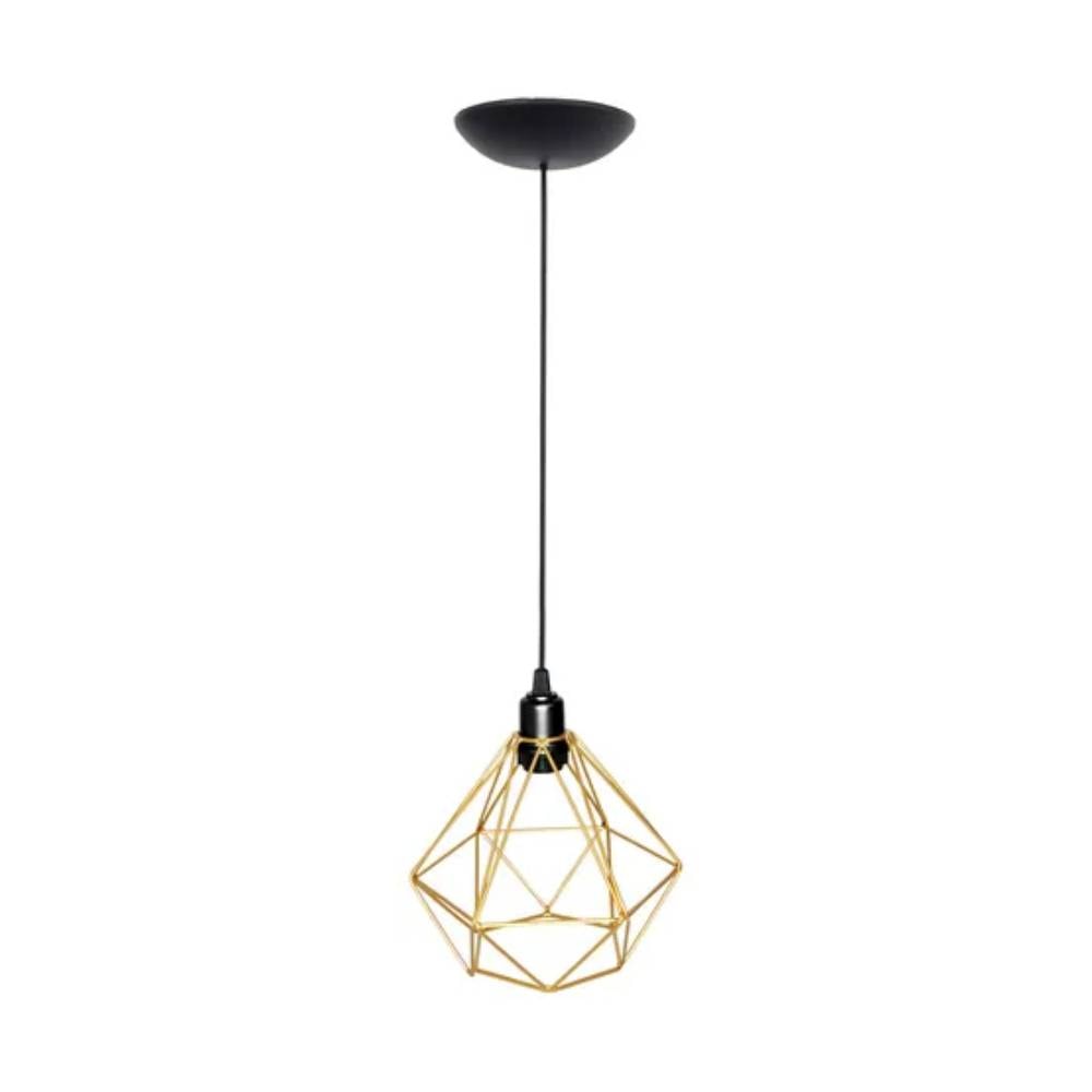 Luminária Pendente RGA Diamante 18cm Dourado - 1848