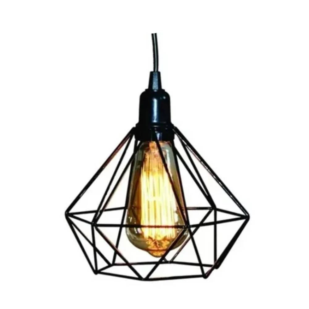 Luminária Pendente RGA Diamante 18cm Preto Fosco - 1848