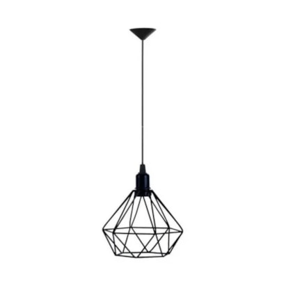 Luminária Pendente RGA Diamante 18cm Preto Fosco - 1848