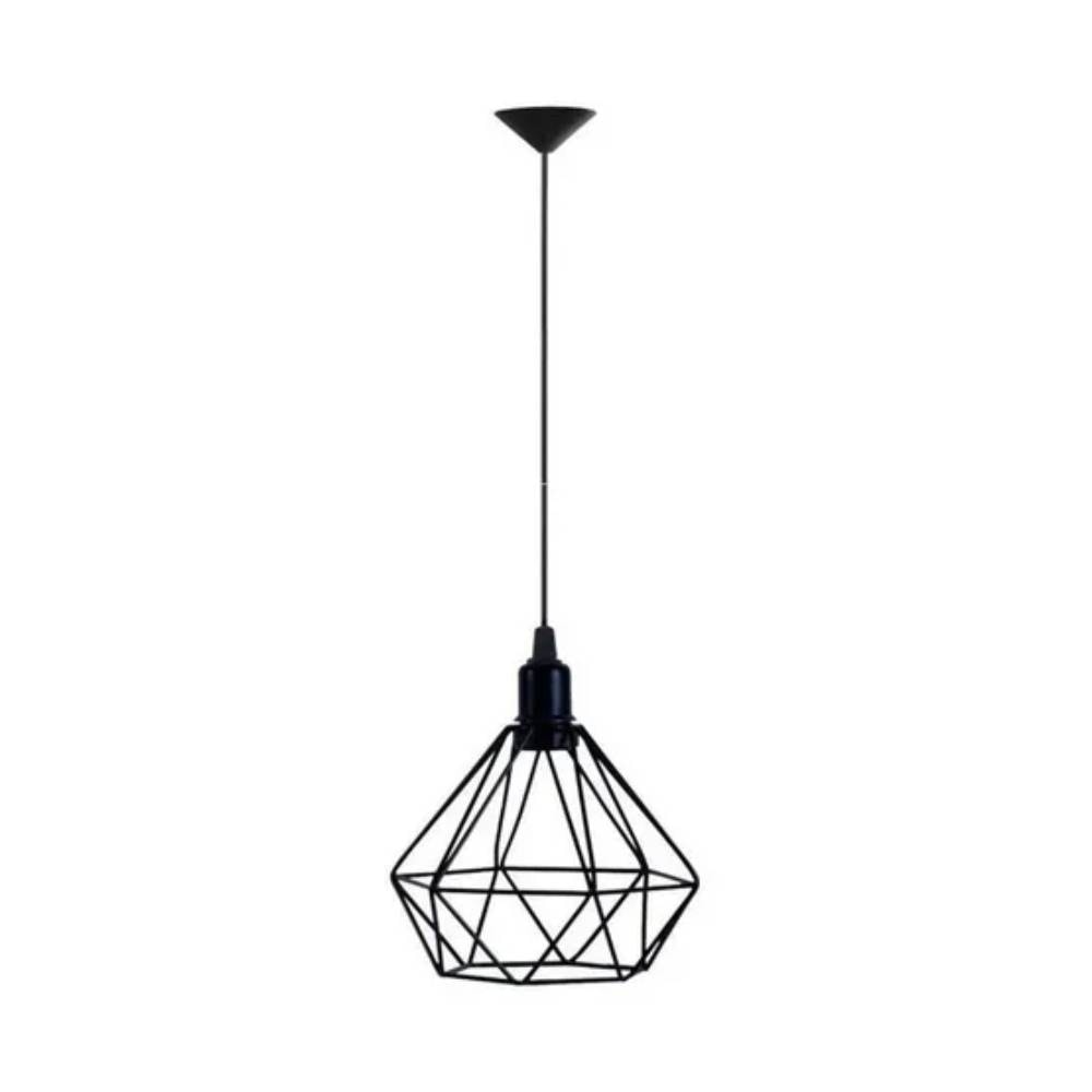 Luminária Pendente RGA Diamante 18cm Preto Fosco - 1848
